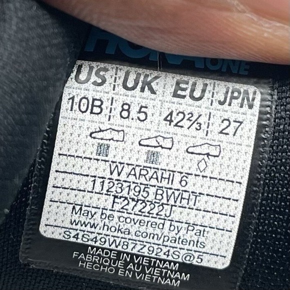 Hoka One One Sneakers Womens 10 B Arahi 6 1123195 BWHT Black Running Gym Shoes - Picture 9 of 12